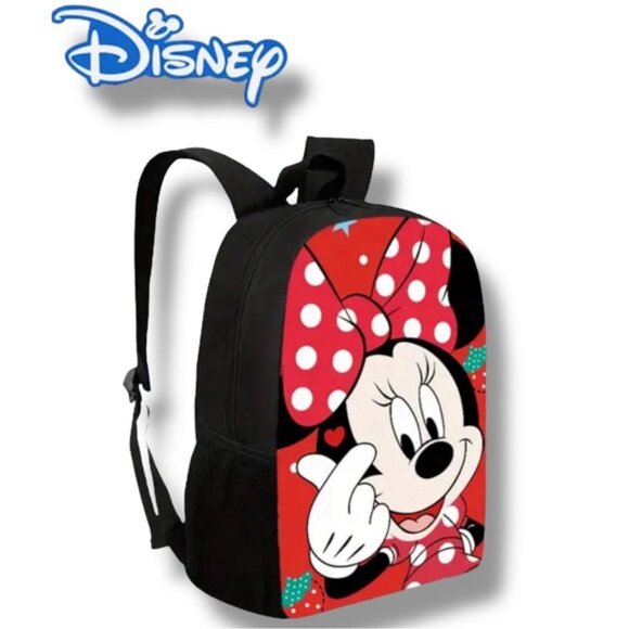 Minnie Mouse Backpack Polka Dot Adjustable Straps 2 Mesh Pockets Red Black NEW - Picture 16 of 16